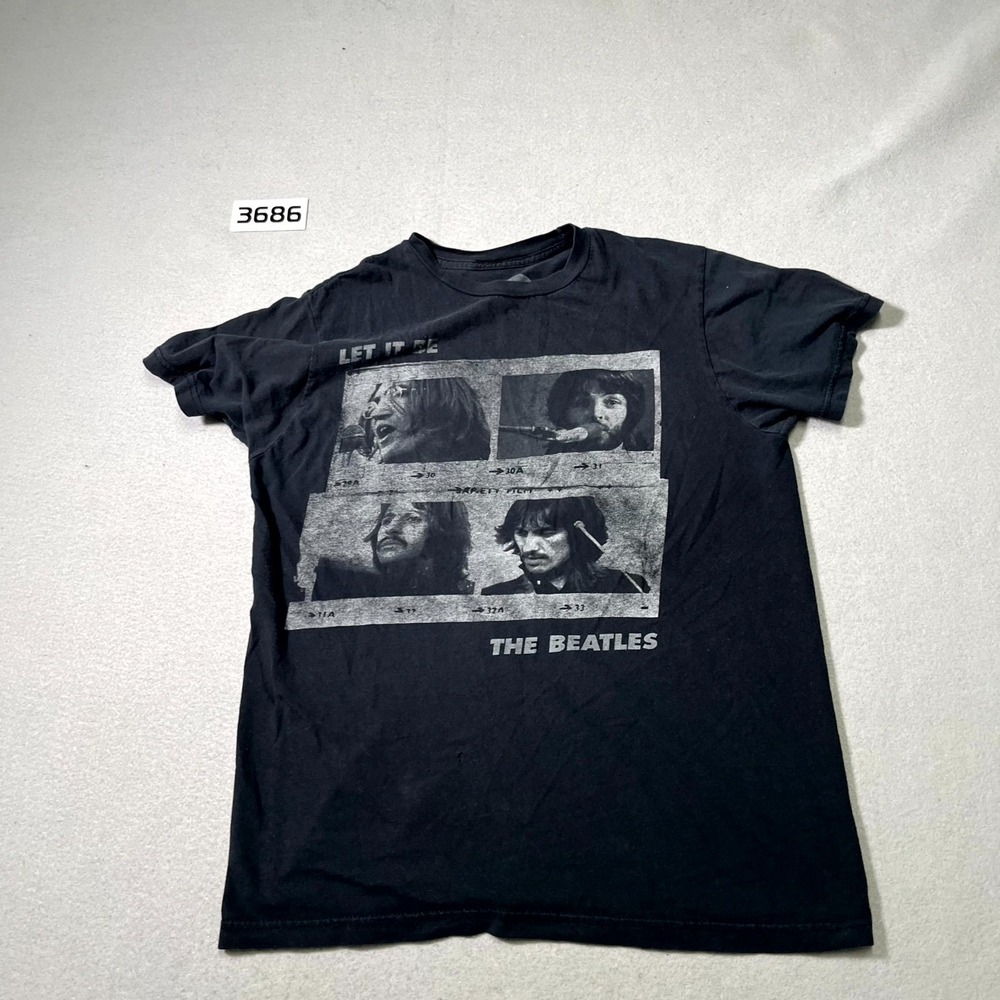 The Beatles Let It Be T Shirt Mens Medium Black 2011 Apple Corps Graphic Cotton